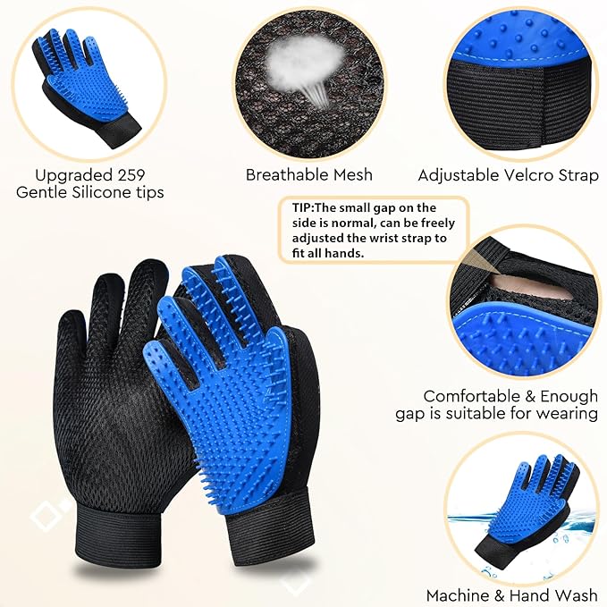 Cat Grooming Glove Brush, Self-Cleaning Slicker Pet Brush for Short and Long Haired Pets, Dog Bath Brush for Shedding and Grooming, Removes Loose Hair and Tangles, Green