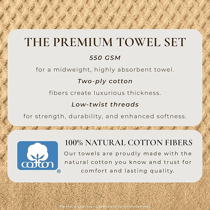 Great Bay Home Oversized Bath Sheets - 100% Cotton 2 Pack 68x35 Extra Large Towel - Absorbent, Durable, Quick-Dry Towels for Bathroom (Sand)