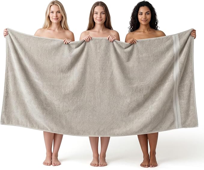 REDKISS Jumbo Bath Sheet 1 Piece, 40x80 Inches 100% Cotton Extra Large Bath Towel for Bathroom, Beige