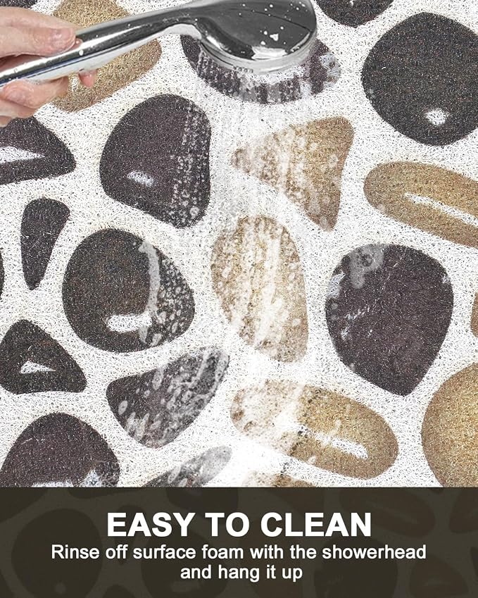 Shower Mat Non Slip: 47.2" x 31.5" Extra Large Shower Mats for Inside Shower, Soft PVC Loofah Shower Floor Mat, Anti Slip Mat for Shower, Tub, Bathroom, Floor, Kitchen, Home, Pool, Hotel, Quick Drying