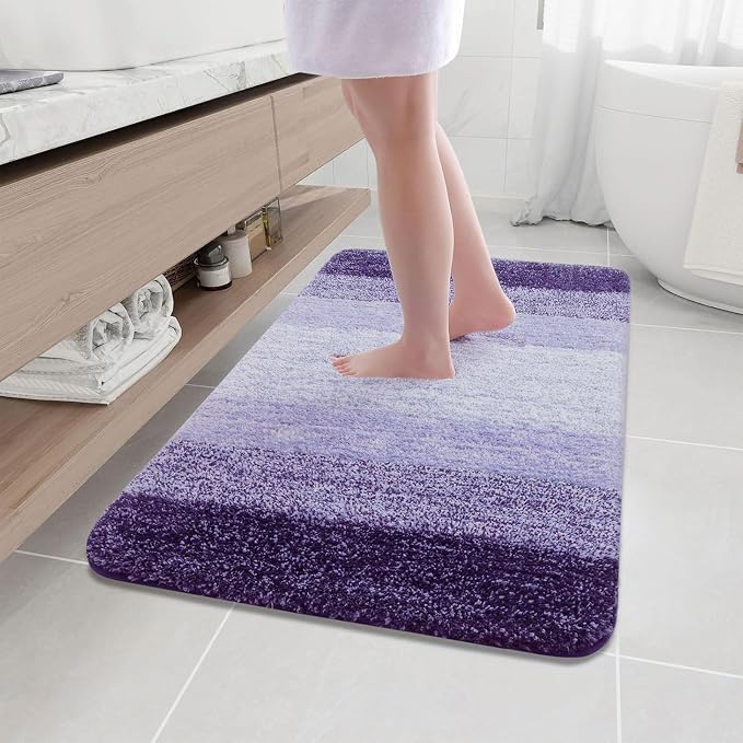 Arotive Microfiber Bathroom Rugs, Shaggy Soft and Absorbent Bath Rug, Thick Plush Machine Washable Dry Bath Mats for Bathroom, Tub and Shower, 44x32, Dark Purple, Rectangular