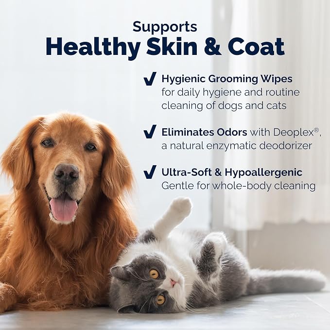 Vetnique Furbliss/Dermabliss Pet Wipes for Dogs & Cats for Grooming, Cleansing & Deodorizing, Thick Dog Wipes for Convenient Dog Cleaning with Natural Deodorizer, 100ct (NEW Refreshing Scent)