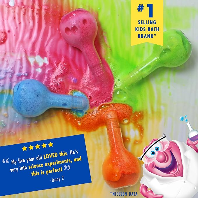 Mr. Bubble The Original Kids Bath Bomb Potions, Colorful Fizzy Fun, Cool Foam and Bubble Science Beaker for the Bath (Pack of 2)