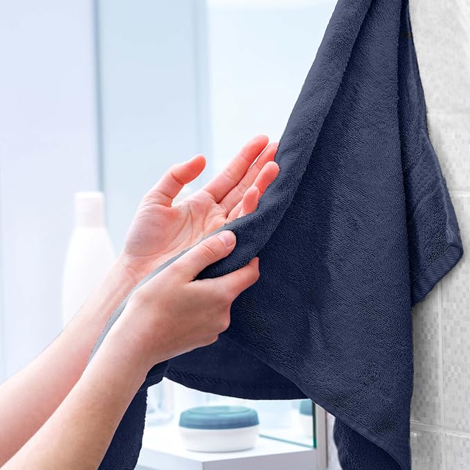 Martex Easy Living Everyday 6-Piece Bathroom Towel Set, Navy | 2 Bath Towels, 2 Hand Towels, 2 Wash Cloths, 100% Cotton, Soft, Quick-Dry