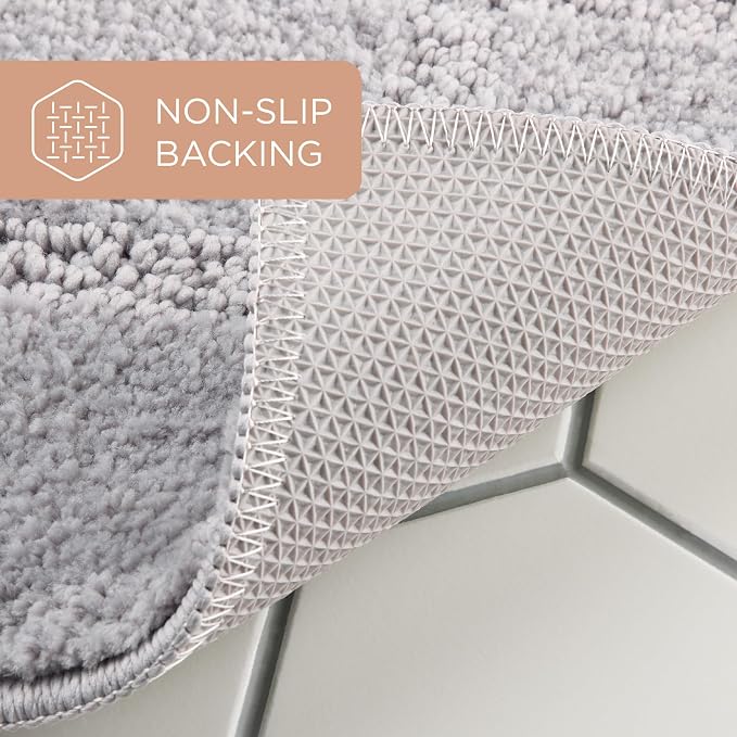TOWN & COUNTRY EVERYDAY Ultra Plush Solid Tufted Windowpane Bath Mat, Soft and Absorbent Tufted Floor Mat, Non-Slip Backing, Machine Washable, Grey, 20"x32"