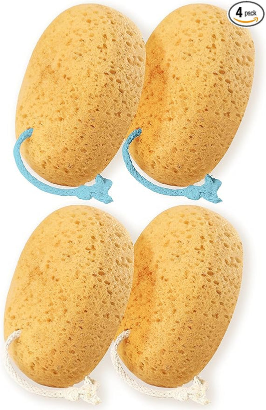 Bath Sponges for Shower, Azymi 4-Pack Sponge Bath for Women Men, Exfoliating Sponge Body Puff with Dense Foam for Gentle & Deep Cleansing, Ultra-Soft for Sensitive Dry Skin