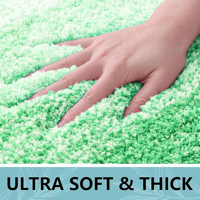 Arotive Microfiber Bathroom Rugs, Shaggy Soft and Absorbent Bath Rug, Thick Plush Machine Washable Dry Bath Mats for Bathroom, Tub and Shower, 24x16, Green, Rectangular