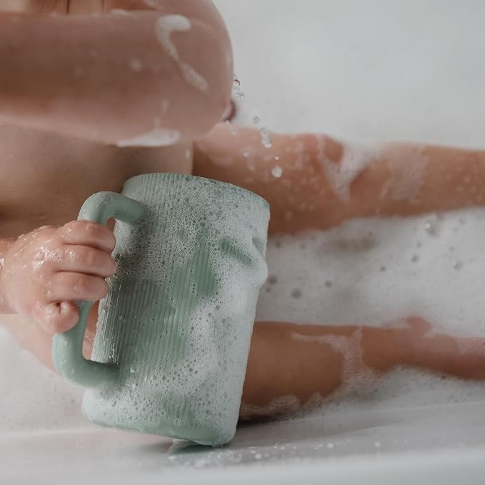 mushie Baby Bath Rinse Cup | 100% Food Grade Silicone | Shampoo & Body Washing Rinser Cup For Kids (Cambridge Blue)