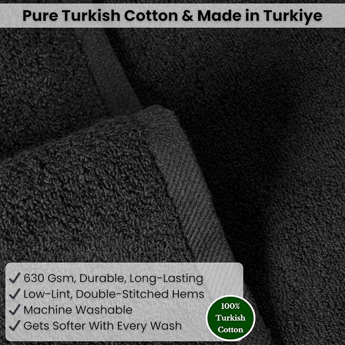 SALBAKOS Luxury 100% Turkish Cotton Bath Sheets 40x80 in Oversized Extra Large Bath Towels | Premium Hotel Quality Thick Soft Absorbent Turkish Towel for Spa Beach (Pack of 1, Black, Jumbo Bath Sheet)