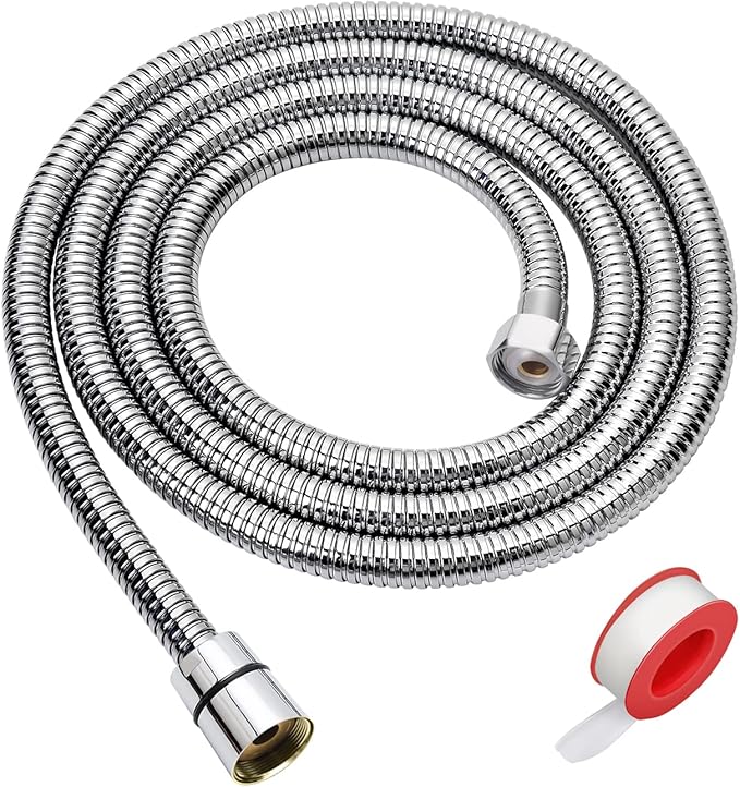 Blissland Shower Hose Extra Long 90 Inches Brushed Chrome Handheld Shower Head Hose with Brass Insert and Nut - Lightweight and Flexible
