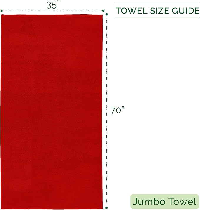 Elegant Comfort Three Line Popcorn Towel Set for Bathroom 35 x 70 inches, Premium Hotel Quality 1-Pack Jumbo Towels, 100% Turkish Cotton, Soft and Durable, Quick Dry and Highly Absorbent, Red