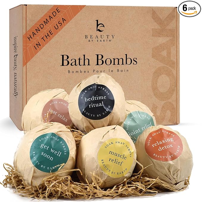 Bath Bombs Gift Set - USA Made with Organic & Natural Ingredients | Relaxing Spa Gifts for Women & Men