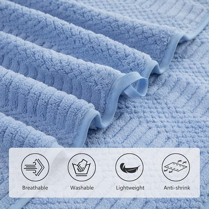 Ferdilan 4 Piece Extra Large Bath Towels Set 35x70 Inches, Blue Oversized Soft Bath Sheet Towels 600 GSM Highly Absorbent Quick Dry Towels Set for Bathroom Hotel Spa