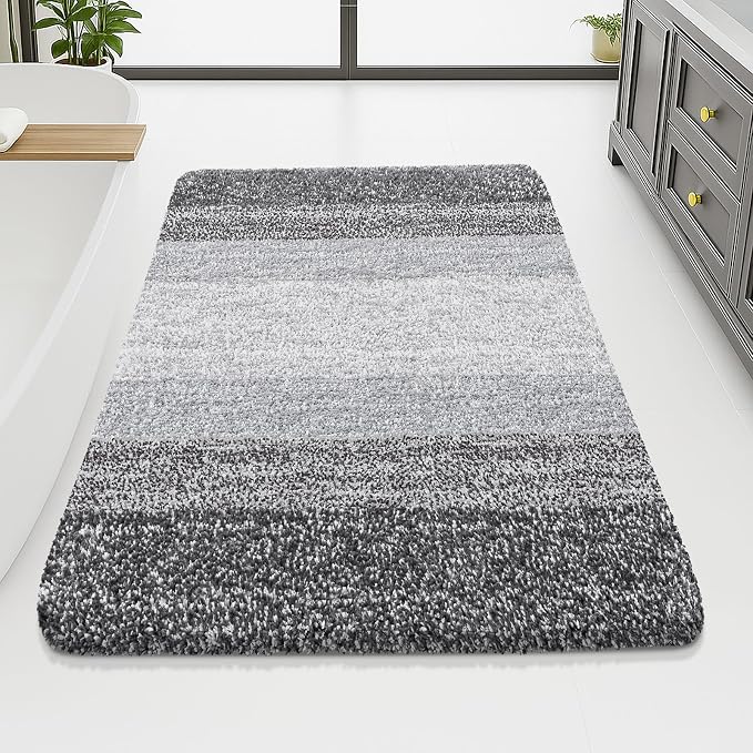 Arotive Microfiber Bathroom Rugs, Shaggy Soft and Absorbent Bath Rug, Thick Plush Machine Washable Dry Bath Mats for Bathroom, Tub and Shower, 70x46, Grey, Rectangular