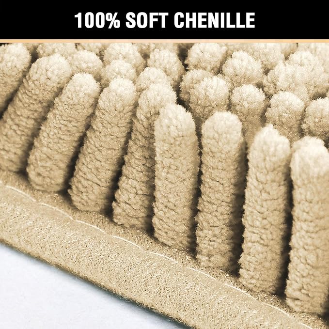 H.VERSAILTEX Microfiber Bath Rugs Chenille Floor Mat Ultra Soft Washable Bathroom Dry Fast Water Absorbent Bedroom Area Rugs, 24 x 42 - Inch, Beige