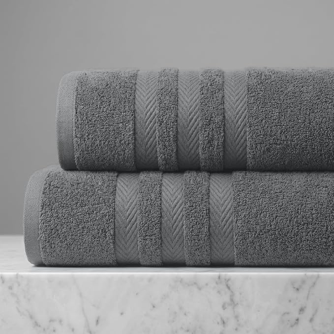 RIVERSIDE Pack of 2 Extra Large Bath Sheets 35 x 70 Inches, 100% Ring Spun Cotton, Hotel Quality, Oversized Bath Towels, Super Soft, Highly Absorbent & Quicker to Dry, Grey