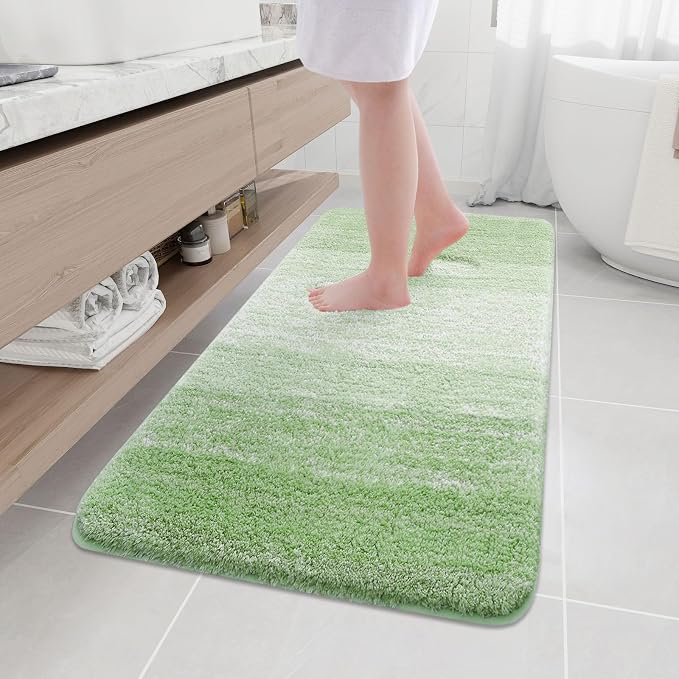 Arotive Microfiber Bathroom Rugs, Shaggy Soft and Absorbent Bath Rug, Thick Plush Machine Washable Dry Bath Mats for Bathroom, Tub and Shower, 54x24, Sage Green, Rectangular
