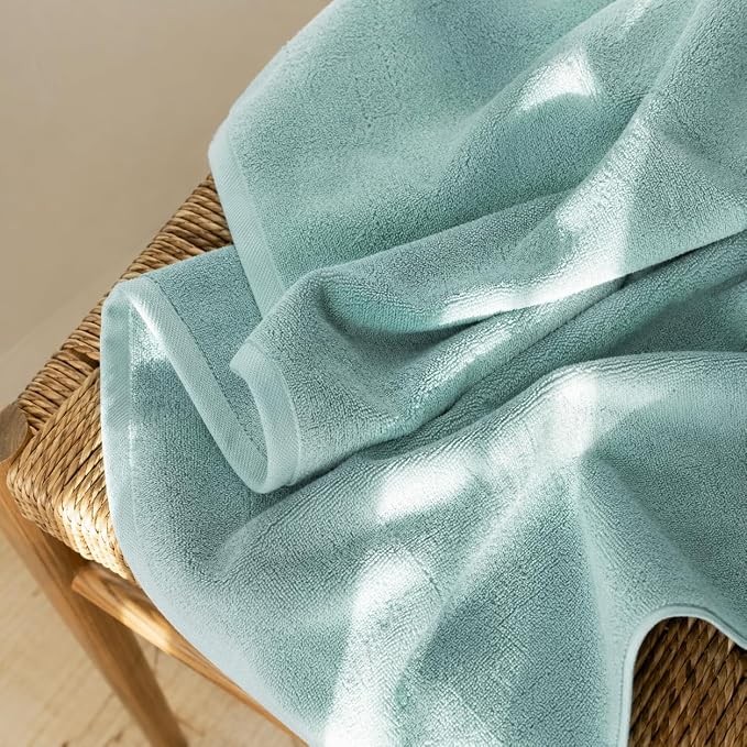 SALBAKOS 100% Turkish Cotton Jumbo Bath Sheet Towel Oversized 40x80 inch | Premium Hotel & Spa Quality, Soft, Absorbent, XL Bath Towels | Made in Turkey (Pack of 1) (Seafoam Green, Jumbo Bath Sheet)