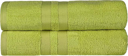 Superior Ultra-Soft 2-Piece Cotton Bath Sheet Set, Perfect for Bathroom Decor, Shower, Spa, Gym, Guest Room, Home Essentials, Daily Use, Soft, Absorbent, Oversized Body Towels - Celery