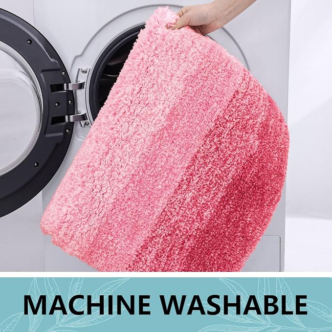 Arotive Microfiber Bathroom Rugs, Shaggy Soft and Absorbent Bath Rug, Thick Plush Machine Washable Dry Bath Mats for Bathroom, Tub and Shower, 59x20, Pink, Rectangular