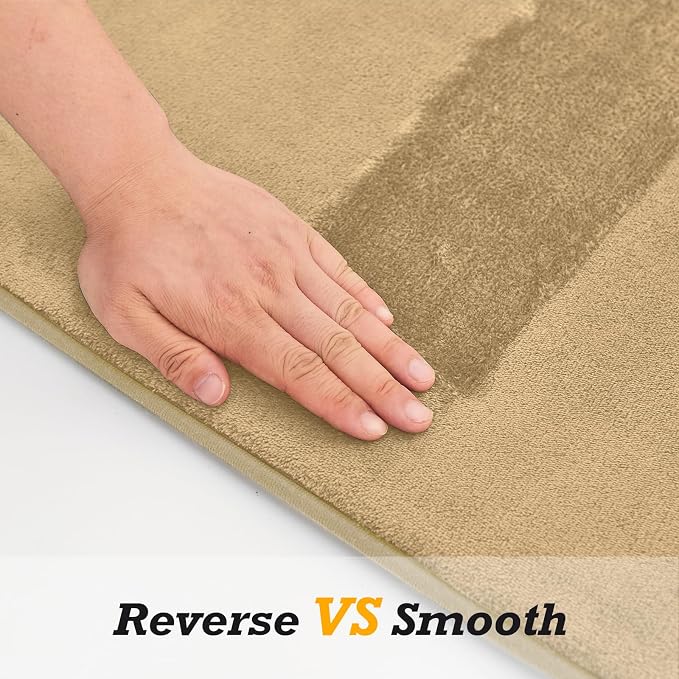 HUXMEYSON Bathroom Rugs Sets 2 Piece, Non-Slip & Quick Dry Bath Mat Set, Ultra Soft Velvet Bath Rugs for Bathroom, Toilet and Shower Floor, Khaki