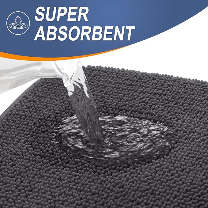 OLANLY Thick Memory Foam Bathroom Runner Rugs 59x24, Extra Soft Absorbent Long Bath Rug, Quick Dry, Non-Slip, Machine Washable Bath Mats for Bathroom, Tub and Shower, Home Decor Accessories, Dark Grey