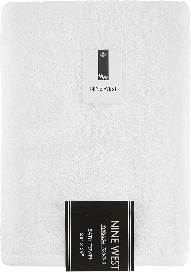Nine West 6 Piece Hotel Collection Towel Set, 100% Turkish Cotton, Highly Absorbent & Comfy, Includes 4 Bath Towels, 1 Hand Towel & 1 Facecloth Luxury Plush Bathroom Towels | (White)