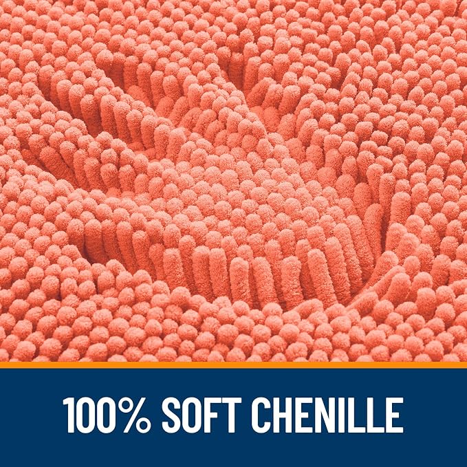 OLANLY Large Bathroom Rugs 50x30, Extra Soft Absorbent Chenille Bath Rugs, Rubber Backing Quick Dry, Machine Washable Bath Mats for Bathroom Floor, Tub and Shower, Home Decor Accessories, Coral