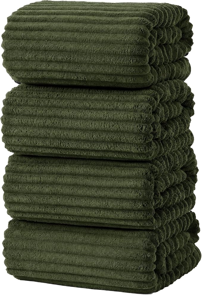 4 Pack Microfiber Bath Towels, 30x60 Inches Oversized Bath Sheets for Adults, Super Absorbent & Quick Dry Shower Towels, Lint Free Lightweight Body Towels for Bathroom,Gym&Travel (Olive Green)