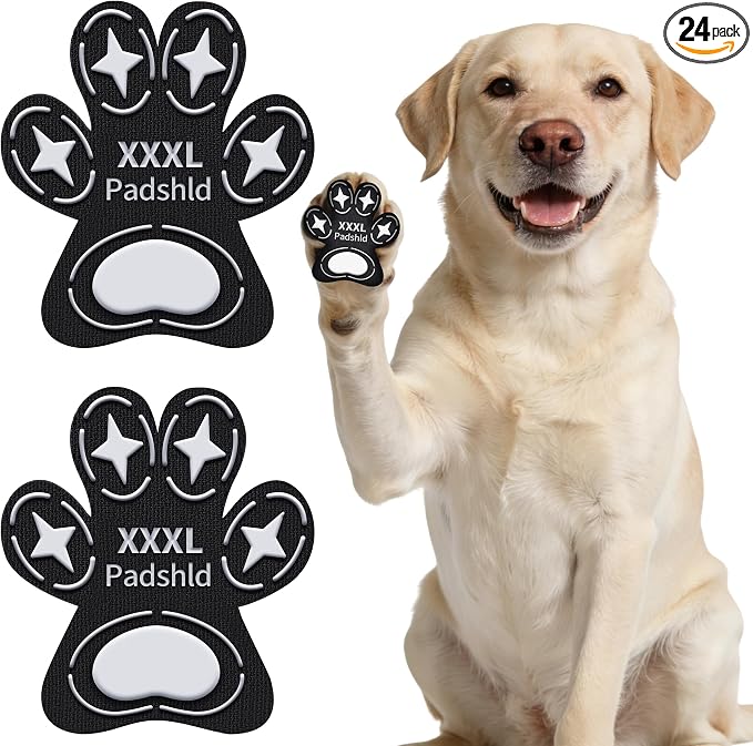 Dog Paw Protectors, Anti Slip Paw Pads for Dogs - Traction Grips for Senior Dogs & Puppies on Hardwood Floors, Paw Stickers for Dog Feet with Secure Grip 6 Sets (24 Pcs) XXXL