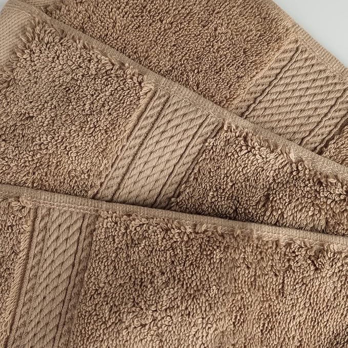 Superior Egyptian Cotton Plush & Absorbent, Face Towel Set of 6, Latte | Quick Dry, Soft Luxury Towel Set, Bath Essentials for Bathroom, Guest Bath, Spa, 2 Piece Face, Madeline Towels