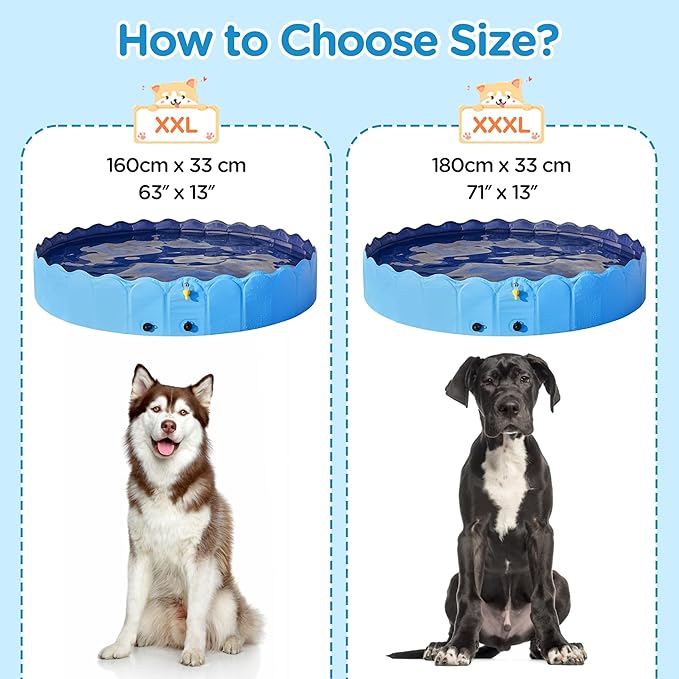 Yaheetech Foldable Dog Bath Pool Collapsible Dog Bathing Tub Doggie Wading Pool with Sprinkler for Indoor/Outdoor Use Suitbale for Puppy Small Medium Dogs Cats(Blue, 71x13 inch)