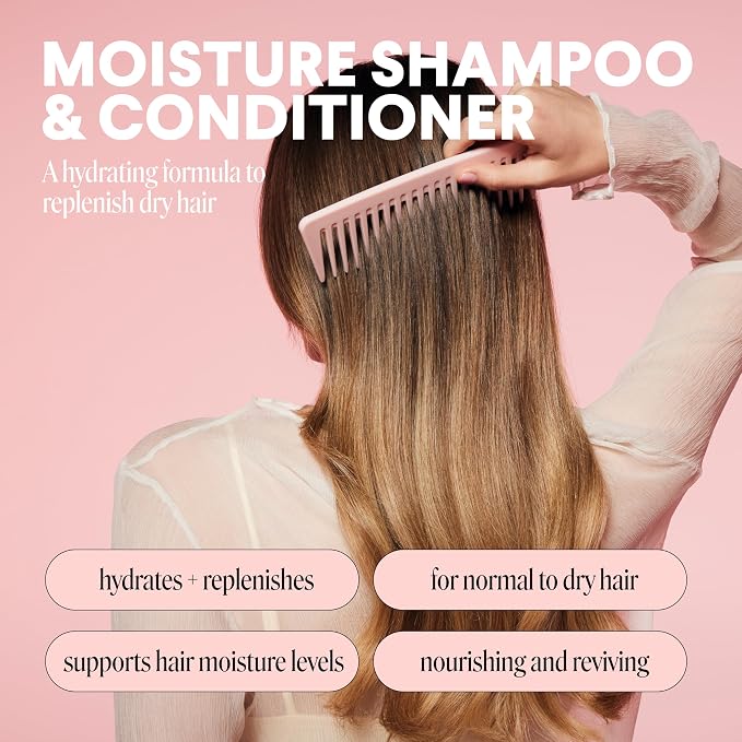 MONDAY HAIRCARE Moisture Shampoo + Conditioner Set for Dry, Coarse, Stressed, Frizzy Hair, Made with Coconut Oil, Rice Protein, Shea Butter and Vitamin E, All Natural, 12 fl oz (Pack of 2)