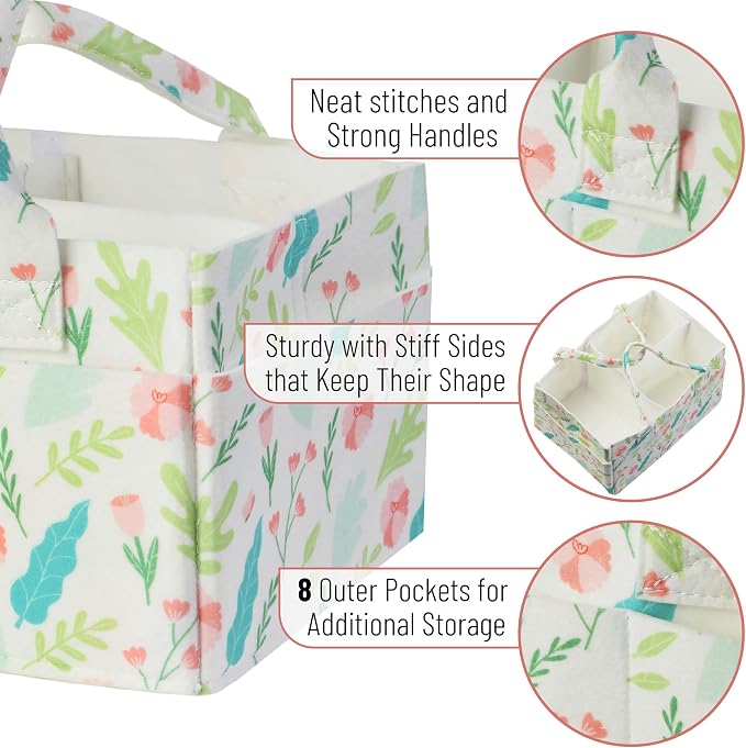 Mr. Pen- Baby Diaper Caddy Organizer, Blooming Palette | Nursery Storage Bin and Car Organizer for Diapers and Baby Wipes