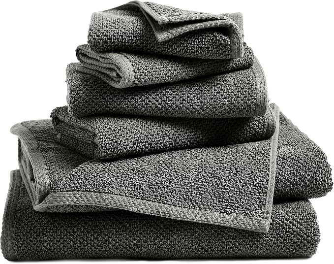 Great Bay Home 100% Cotton 6 Piece Towel Set - Absorbent, Quick-Drying, Durable Bath Towels for Bathroom Decor - Low-Twist, Two-Ply Fibers (Midnight Blue)