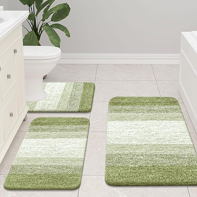 Arotive Microfiber Bathroom Rugs, Shaggy Soft and Absorbent Contour Toilet Rugs, Thick Plush Machine Washable Dry Bath Mats for Toilet Base, 30x20, Mustard Yellow, Rectangular