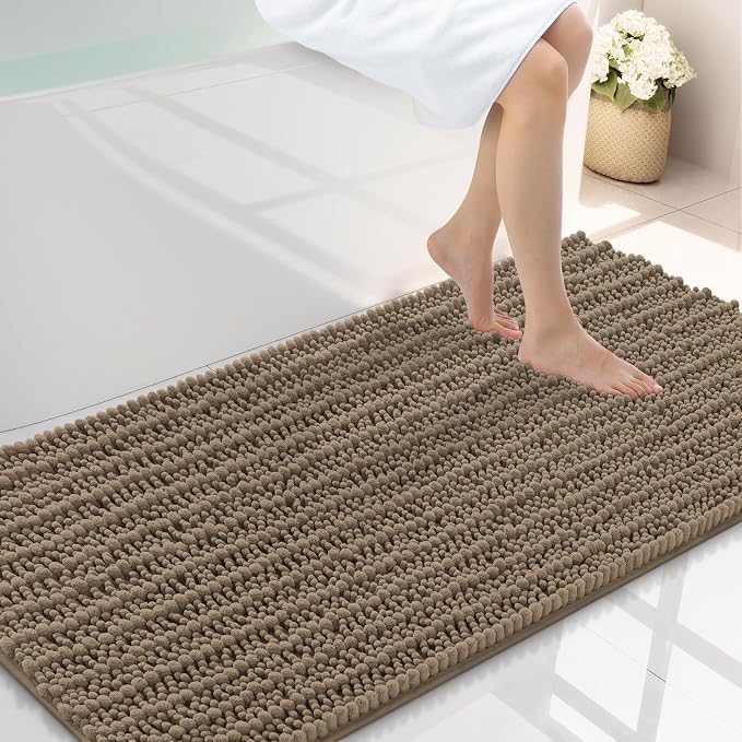 Smiry Bathroom Rugs Mat 40x24, Extra Soft Absorbent Chenille Bath Rugs, Non Slip Rubber Backing Machine Washable Quick Dry Bath Mats for Bathroom Floor, Tub, Shower, Home Decor Accessories, Camel