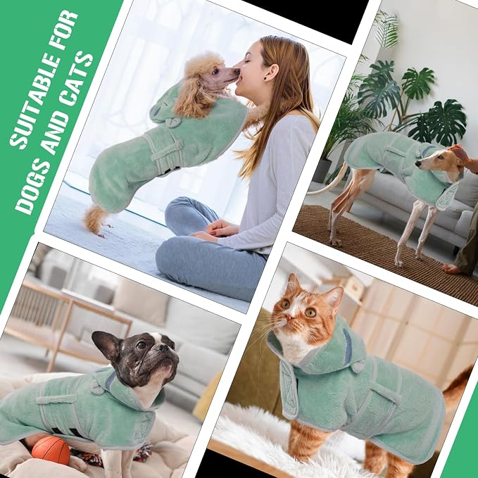 DENTRUN Dog Robes for After Bath Super Absorbent Fast Drying Coat with Hood | with Hood, Bathrobe Beach Essentials, Bath Towel for S/M/L dogs, Bath/Beach/Swimming Towel, Quick Dry Robe, XS-XXL