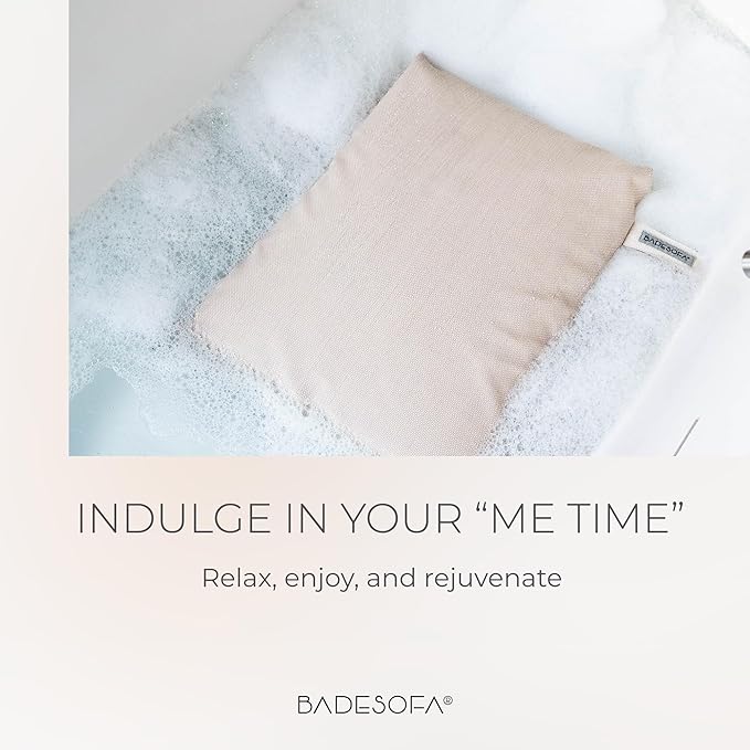 BADESOFA® Luxury Seat Cushion for Bath | Premium-Quality Materials | Comfortable & Quick-Drying | Washable Bath Pillow in Ivory Pearl | Home Spa | Suitable for Bathtub, Steam Sauna & Hot Tub