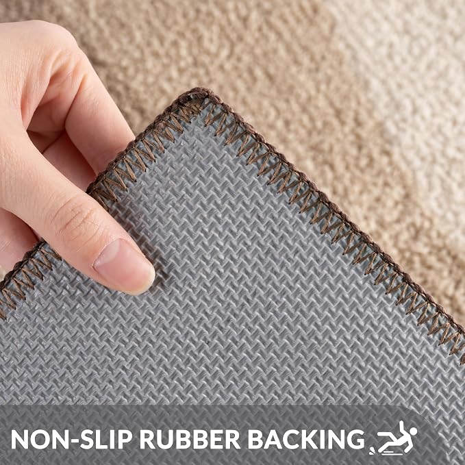 Exclusivo Mezcla Bathroom Rugs Mat 17x24, Extra Soft Non Slip Absorbent Microfiber Bath Rugs, Machine Washable Quick Dry Bath Mats for Bathroom Floor, Shower, Home Decor, Waved Camel