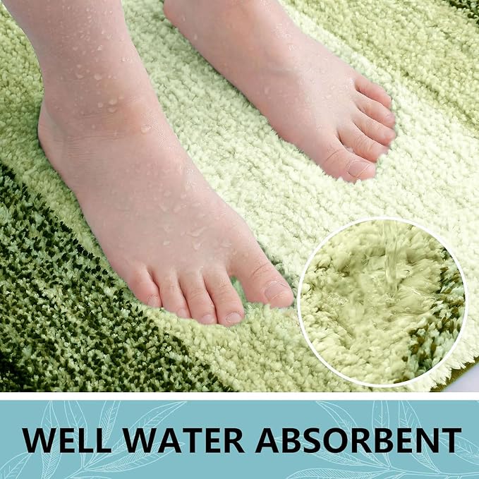 Arotive Microfiber Bathroom Rugs, Shaggy Soft and Absorbent Contour Toilet Rugs, Thick Plush Machine Washable Dry Bath Mats for Toilet Base, 24x16, Blackish Green, Rectangular