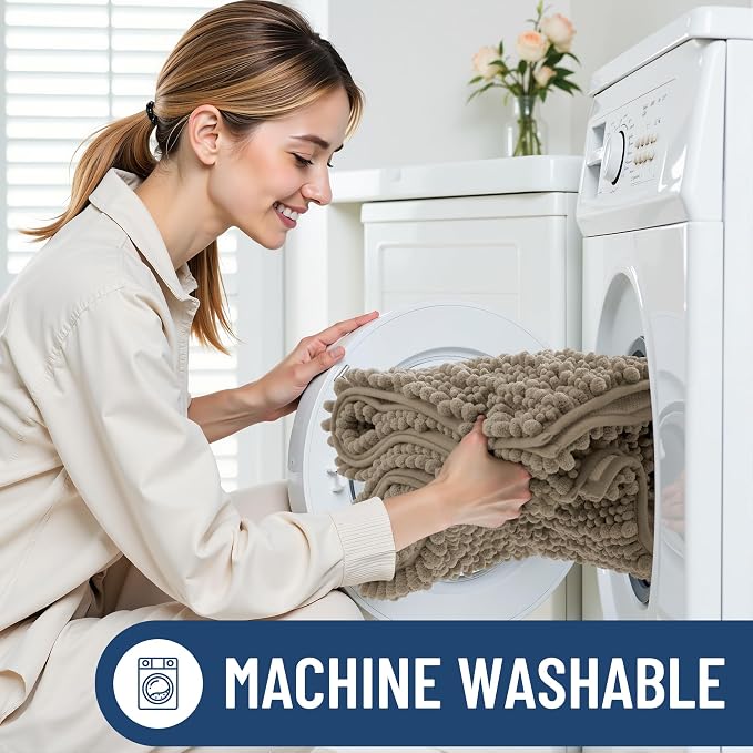 Smiry Bathroom Rugs Mat 48x32, Extra Soft Absorbent Chenille Bath Rugs, Non Slip Rubber Backing Machine Washable Quick Dry Bath Mats for Bathroom Floor, Tub, Shower, Home Decor Accessories, Latte