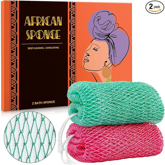 African Net Sponge Authentic - African Exfoliating Net Sponge Real African Wash Cloth Loofah - African Bath Sponge with Knots Exfoliator Net for Shower Body Scrubber - Skin Smoother Scrub Net