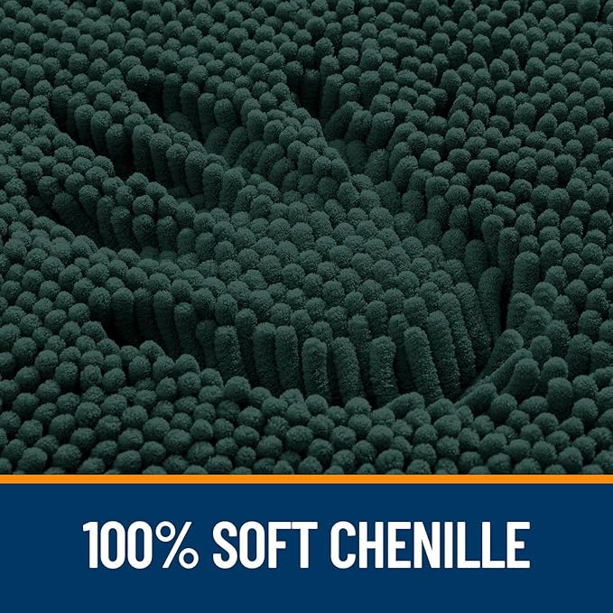 OLANLY Large Bathroom Rugs 50x30, Soft Absorbent Chenille Bath Rugs, Rubber Backing Quick Dry, Machine Washable Bath Mats for Bathroom Floor, Tub and Shower, Home Decor Accessories, Blackish Green