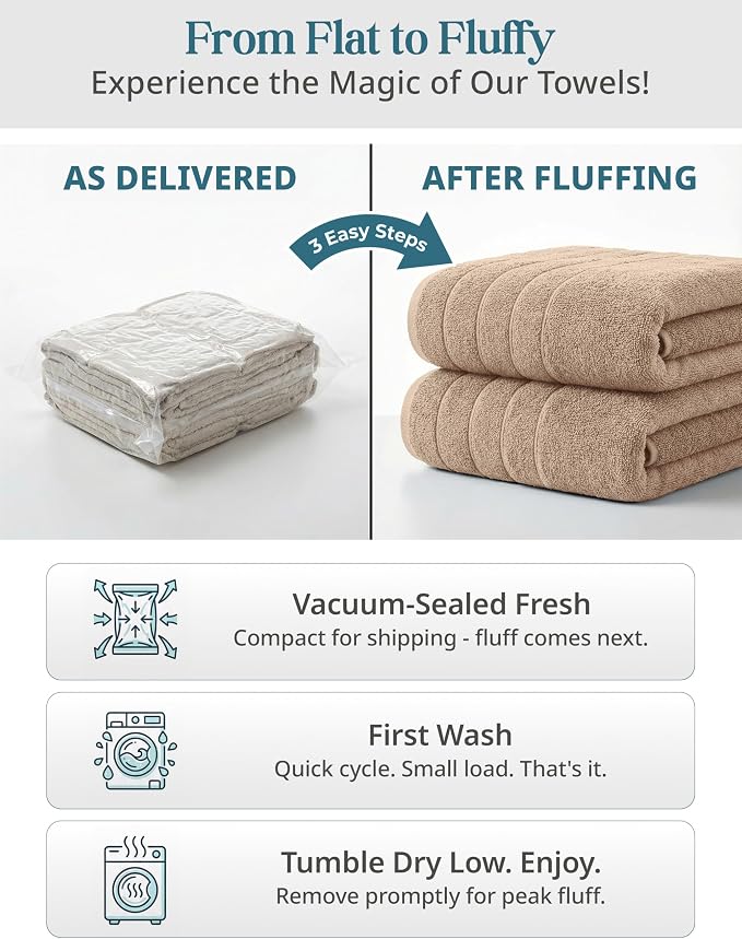 Casa Platino 100% Luxury Cotton Bathroom Towel Set 8 Pcs - Super Soft & Highly Absorbent - 2 Bath, 4 Washcloths, 2 Hand Towels for Bathroom - Oeko TEX Certified, Fade Resistant, Luxury Look - Beige