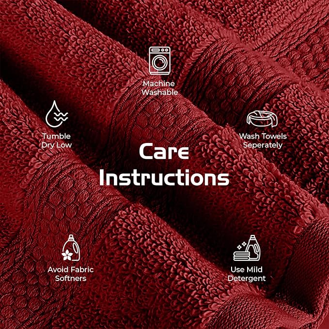 RIVERSIDE 12-Pack Premium 100% Cotton Red Face Towels for Bathroom [12x12] - Reusable Luxury Face Wash Cloths for Showering - 550 GSM Super Soft & Absorbent Washcloths for Body, Spa & Gym