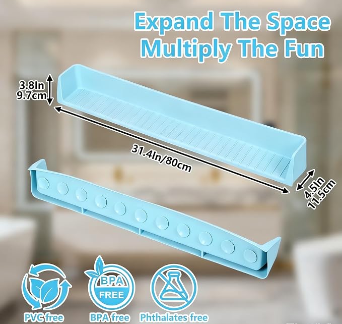 Bathtub Splash Guard for Kids, 2-in-1 Bath Toy Organizer Tub Shelf