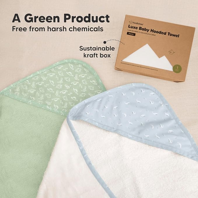 KeaBabies Hooded Baby Towel for Newborn, Baby Bath Towels(Beach Day, 35x35) | Viscose Derived from Bamboo, Large Baby Towels with Hood, Boys, Girls, Toddler, Soft Absorbent Baby Bath Essentials