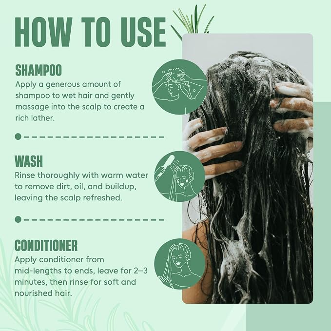 Rosemary Shampoo and Conditioner Set for Hair Growth with Batana Oil, 16 oz | Sulfate-Free with Castor Oil, Biotin, Peppermint Oil for Hair Growth and Thickness, Men and Women, by INFINA ESSENTIALS