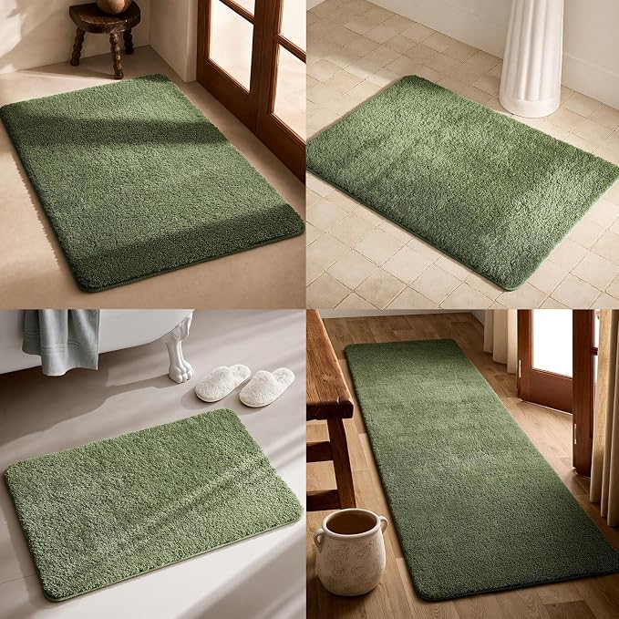 TYUU Sage Green Bathroom Rugs, Ultra Soft Bath Rugs Non Slip Washable, Super Absorbent Quick Dry Bath Mat with Rubber Backing for Bathroom Floor, Shower, or Sink, Sage Green 20" x 30"